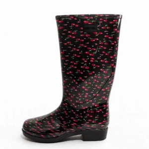 Galocha Bota Feminina Estampada Cano Longo KT059 Cereja