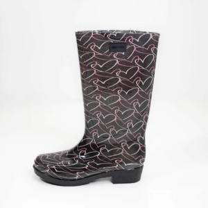 Galocha Bota Feminina Estampada KT057 Cano Longo Coração Kesttou