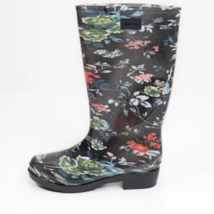 Galocha Bota Feminina Estampada KT056 Cano Longo Floral Kesttou
